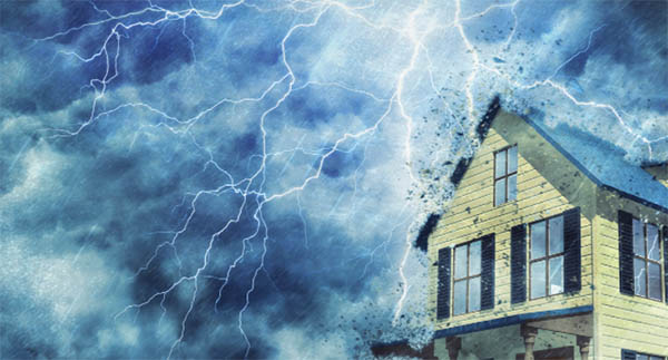 lightning striking a house                                                                                                                                                                                              